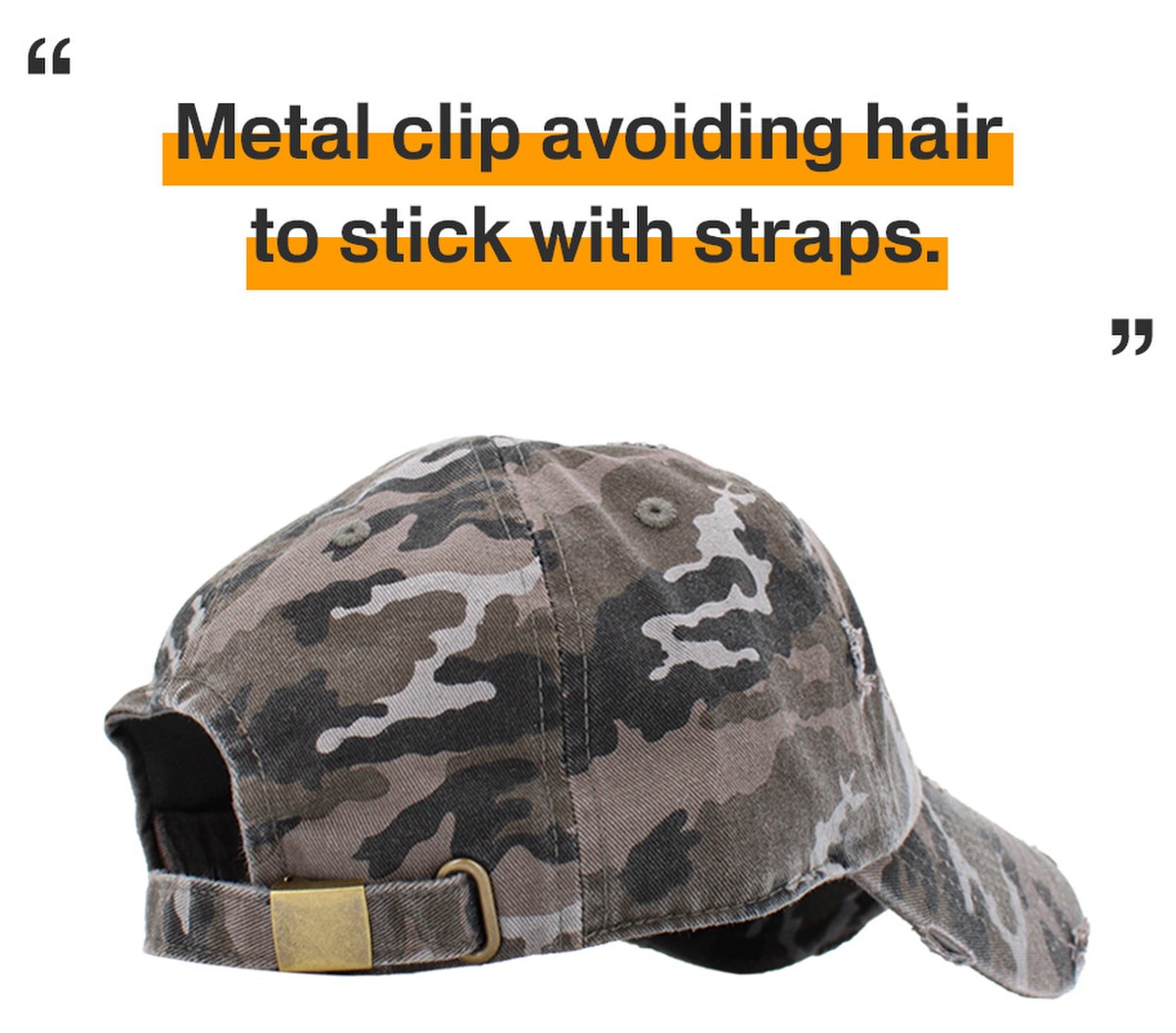Black Camouflage Distressed Vintage Baseball Cap Back Side View